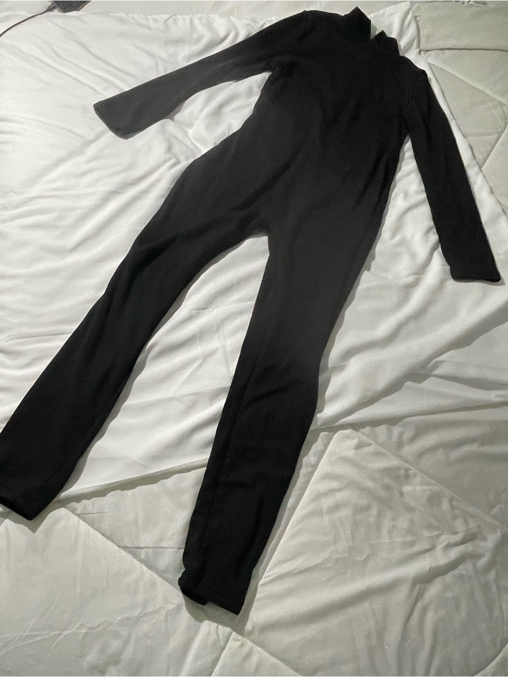 SHEIN Thermal Black Long Sleeve Mock Neck Slim Jumpsuit XL